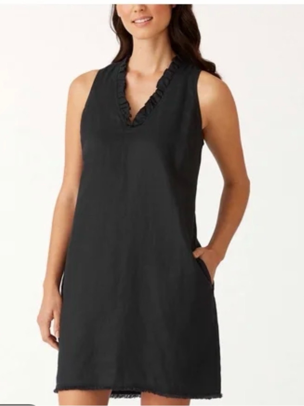 Tommy Bahama Two Palms Black Soft Linen Lined Mini Dress S